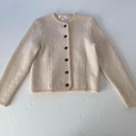 Tally-Ho Sweaters - Vintage Tally-Ho Ivory Wool Button-Up Cardigan Sweater Womens S